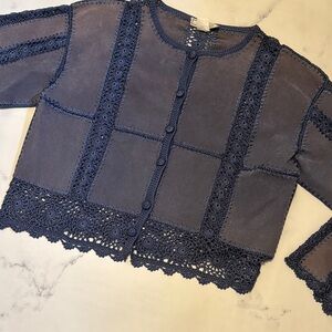 S.M.H Unique Crotchet & Leather Button Front Jacket